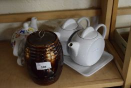 Quantity of teapots and a tobacco jar