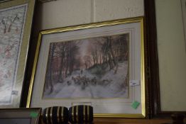 Evening Glow by Joseph Farquarson, reproduction print, framed and glazed