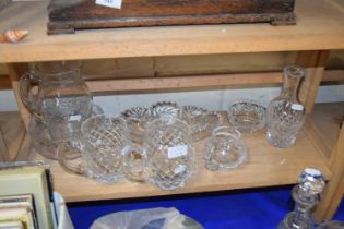 Quantity of cut glass to include two large tankards, jugs, bowls etc