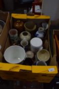 Quantity of assorted ceramics to include Chinese style plant pot, stone ware jars, bowls etc