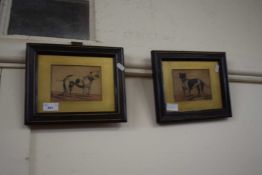 Two studies of dogs, framed and glazed