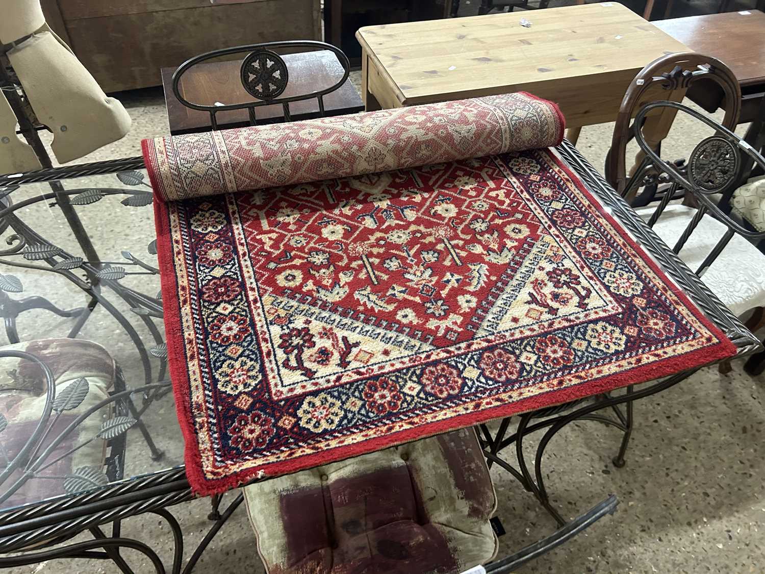 20th Century red machine made Middle Eastern style rug