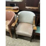 Early 20th Century bow back hardwood framed armchair
