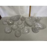 Collection of various pressed glass dishes, jug etc