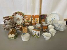 Mixed Lot: Edwardian tea wares, Foley tea wares, various model cottages and other items