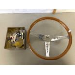 Automobile Interest - Mixed Lot: Morris wood framed steering wheel together with various vintage