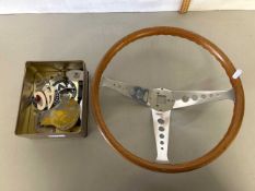 Automobile Interest - Mixed Lot: Morris wood framed steering wheel together with various vintage