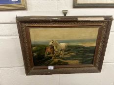 British School, circa 20th century, Coastal ponies, oil on board, 28x43cm, framed (damages