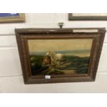 British School, circa 20th century, Coastal ponies, oil on board, 28x43cm, framed (damages