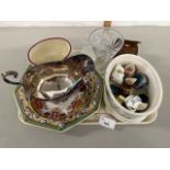 Mixed Lot: Various miniature jugs, silver plated gravy boat and other items