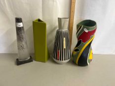 Mixed Lot: Brentleigh abstract vase, Art Glass column, a German jug and a further vase (4)
