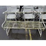 Slatted iron garden bench, approx 150cm wide