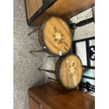 Pair of reproduction floral inlaid occasional tables