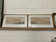 Late 19th or early 20th Century school pair of studies, estuary scenes with moored boats,