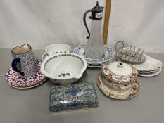 Mixed Lot: Portmeirion Botanic Garden ceramics, silver plated leaf formed toast rack and other