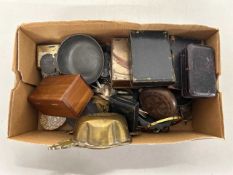 Mixed Lot: Various small trinket boxes, pewter wares etc