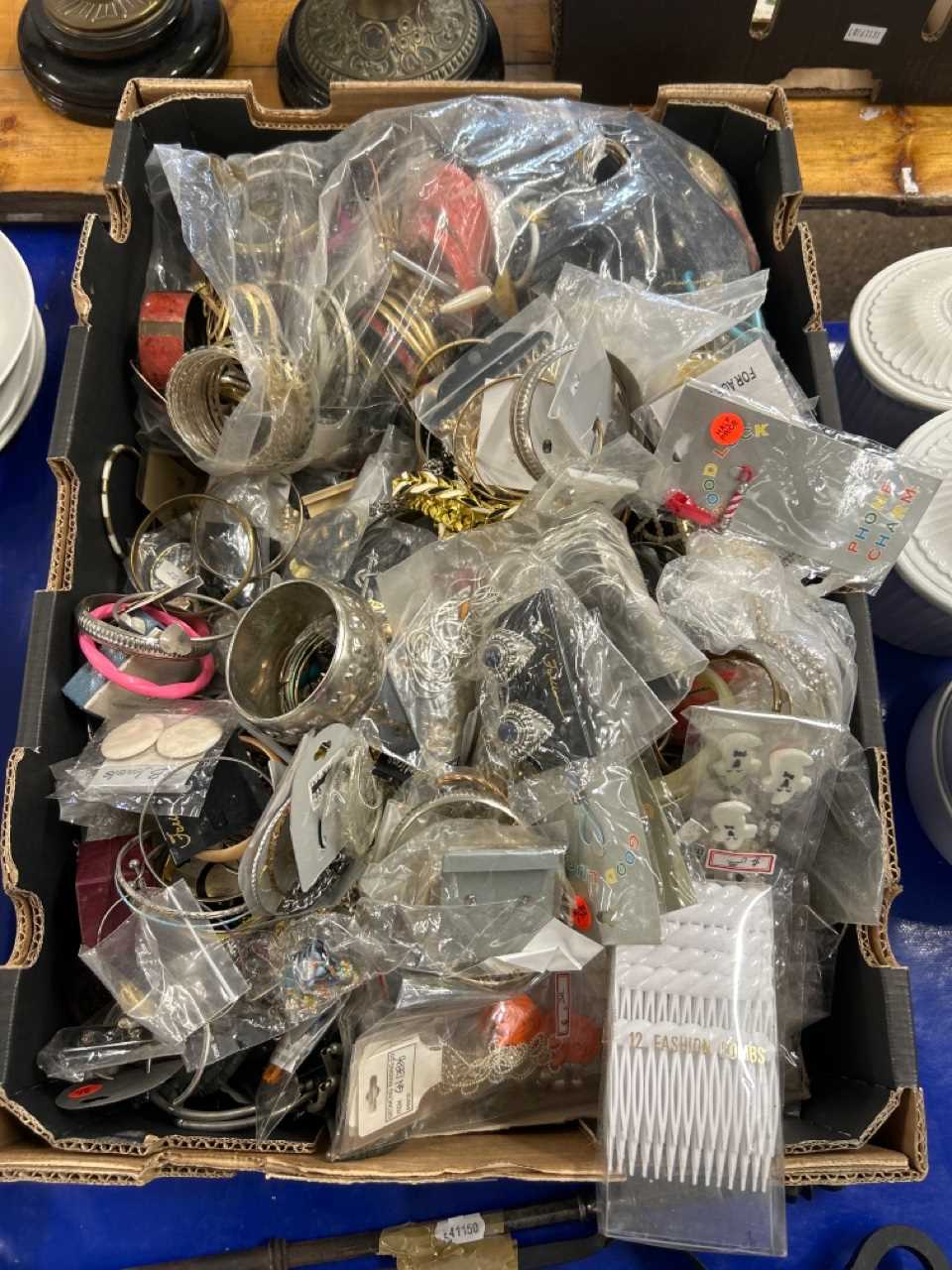 Large box of various costume jewellery