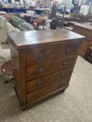 Victorian walnut chest with two short and three long drawers