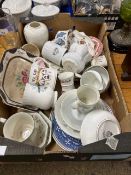 Box of various assorted ceramics to include various dinner wares, VE anniversary mug etc