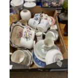 Box of various assorted ceramics to include various dinner wares, VE anniversary mug etc