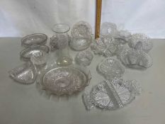 Group of various pressed glass wares to include various dishes, hors d'oeuvres dish, royal jubilee