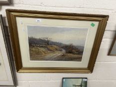 R.S.Rogers, study of a figure on a country track, watercolour, framed and glazed