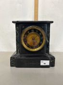 Late Victorian black slate and marble cased mantel clock