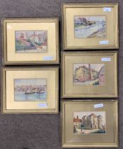 Attributed to Herbert Sparks (British, circa 19th century), Five scenes in Rye, watercolours,