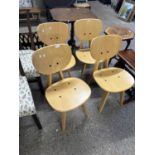 Set of four modern moulded plywood chairs in the manner of Junzo Skakura