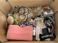 Large box of assorted costume jewellery