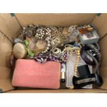 Large box of assorted costume jewellery