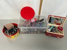 Large box of assorted costume jewellery