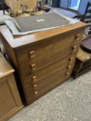 Mid Century teak five drawer bedroom chest, 82cm wide