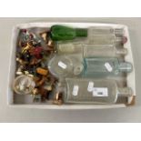 Mixed Lot: Various vintage chemists bottles, miniature wooden figures etc
