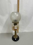 Early 20th Century oil lamp with clear glass font and frosted shade
