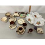 Group of Torquay ware together with a gilt decorated hors d'oeuvres dish