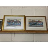 Brian Lewis, two coloured prints of fishing boats