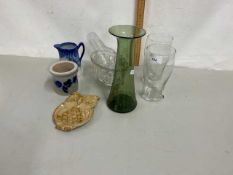 Mixed Lot: Green glass vase and other assorted wares