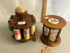 Mixed Lot: Mary Queen of Scots sand glass together with a Regency style reproduction cotton reel