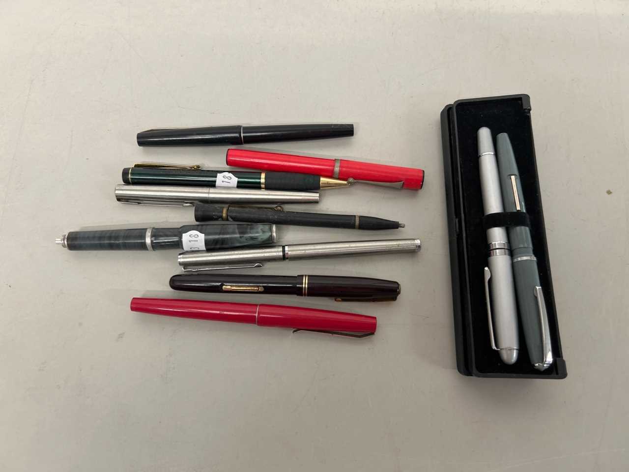Group of various fountain pens, biro's and propelling pencils
