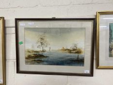 Matthew Harvey, Calm Waters, watercolour, framed and glazed