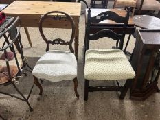 Victorian balloon back dining chair together with a further ladder back dining chair (2)