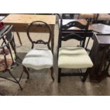 Victorian balloon back dining chair together with a further ladder back dining chair (2)