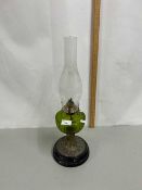 Late 19th or early 20th Century oil lamp with green glass font