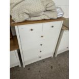 Modern oak and cream painted six drawer bedroom chest, 87cm wide