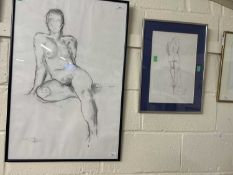 British School, 21 century, Study of a nude female, charcoal and ink on paper, Signed, Molly...[
