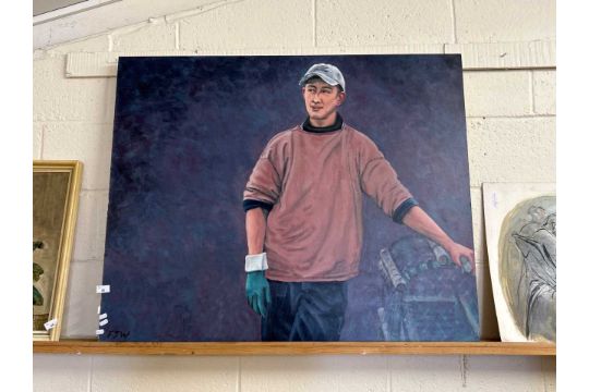 Study of a young Cromer fisherman, oil on board, unframed