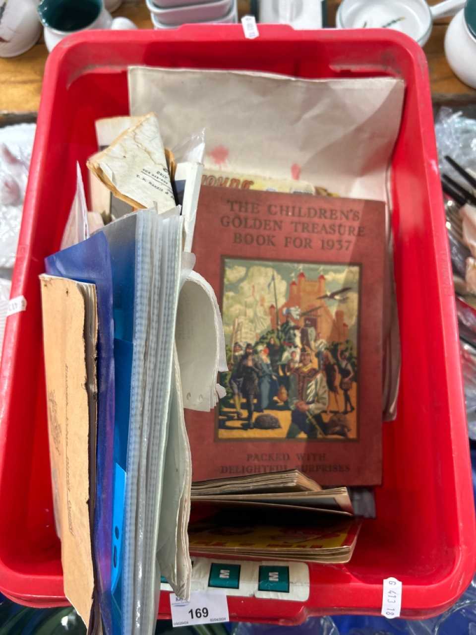 Box of various books, ephemera, assorted audio cassettes etc