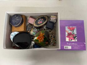 Box of various assorted costume jewellery, trinket boxes etc