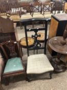 Late Victorian high back prayer chair with ebonised frame